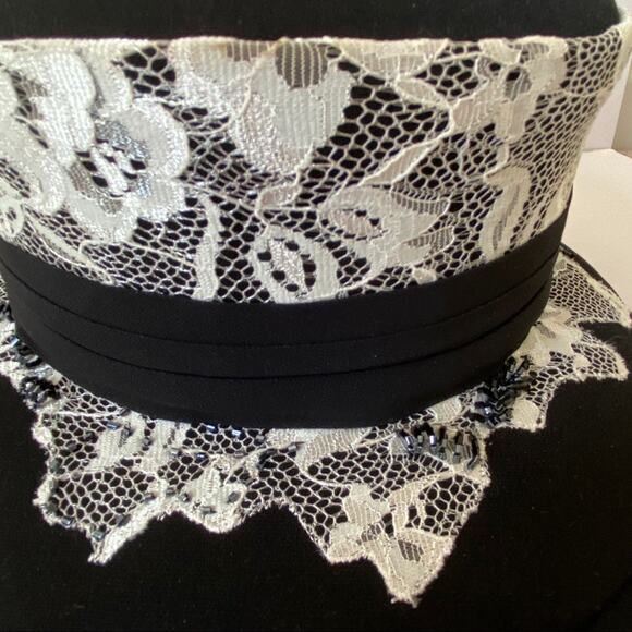 Ben Marc Church Black Derby Hat Feather Lace